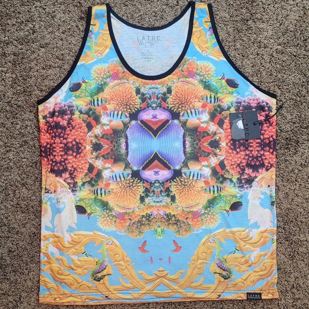 L.A.T.H.C. Coral Sea Scene Tank Men's Size XXL